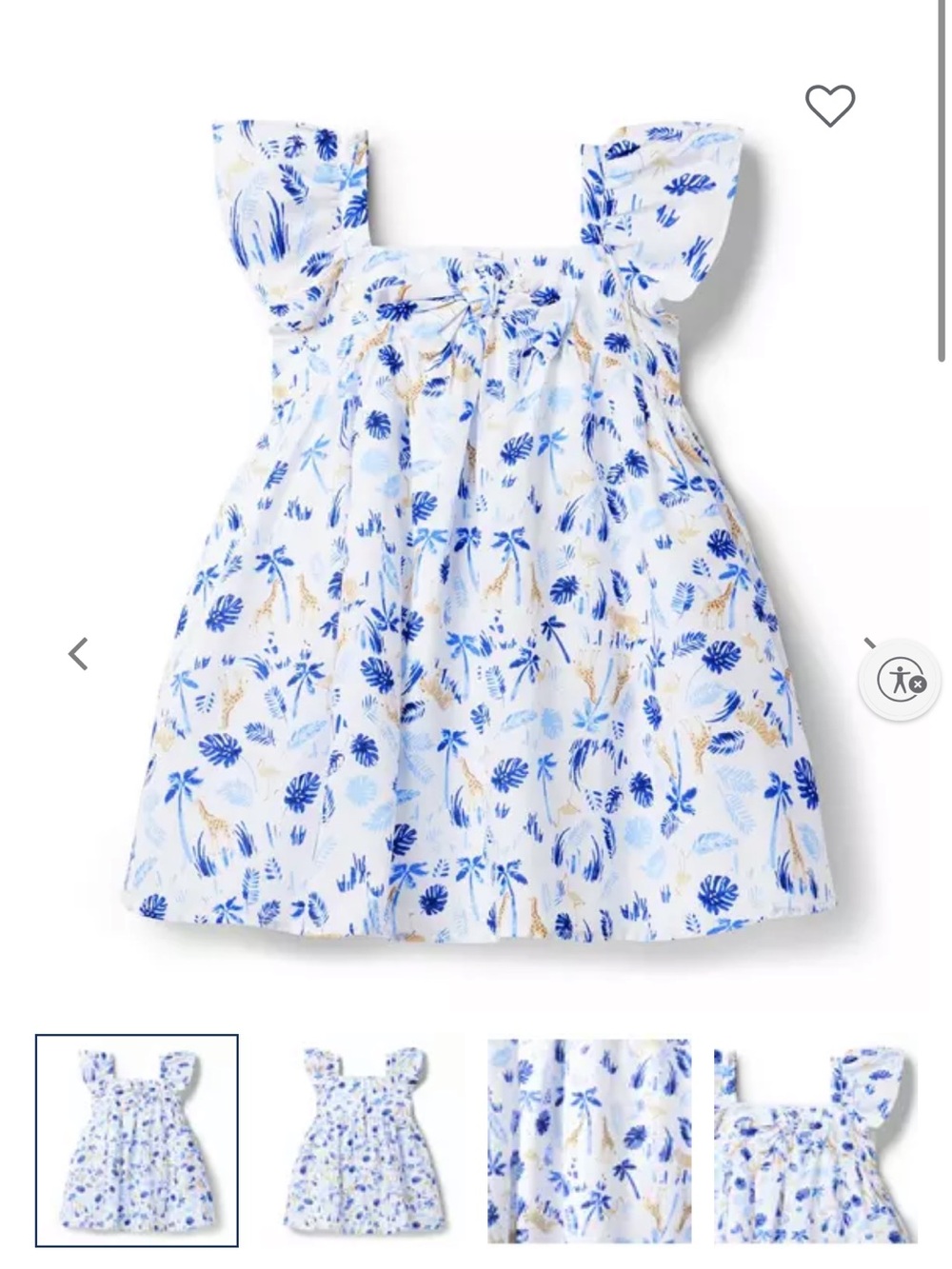 Janie and Jack White Dress with Blue and Gold Floral Print